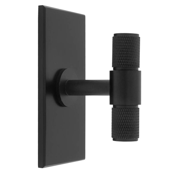 Carlisle Brass - Knurled T-Bar on backplate 76mm - Matt Black - BP701MB76MB