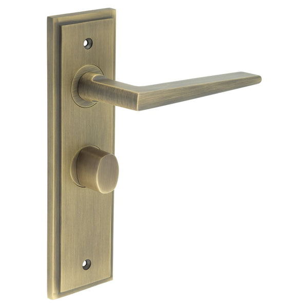 Burlington - Mayfair Door Handle Bathroom Backplate Antique Brass & Turn & Release - BUR-10AB-453AB-81AB