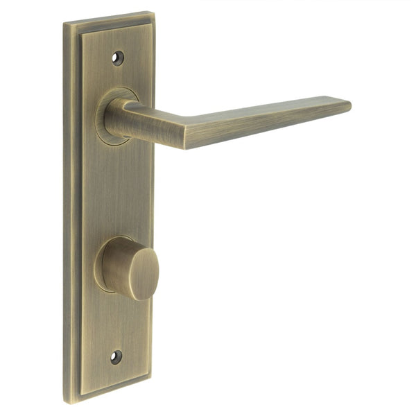 Burlington - Mayfair Door Handle Din Bathroom Backplate Antique Brass & Turn & Release - BUR-10AB-456AB-81AB