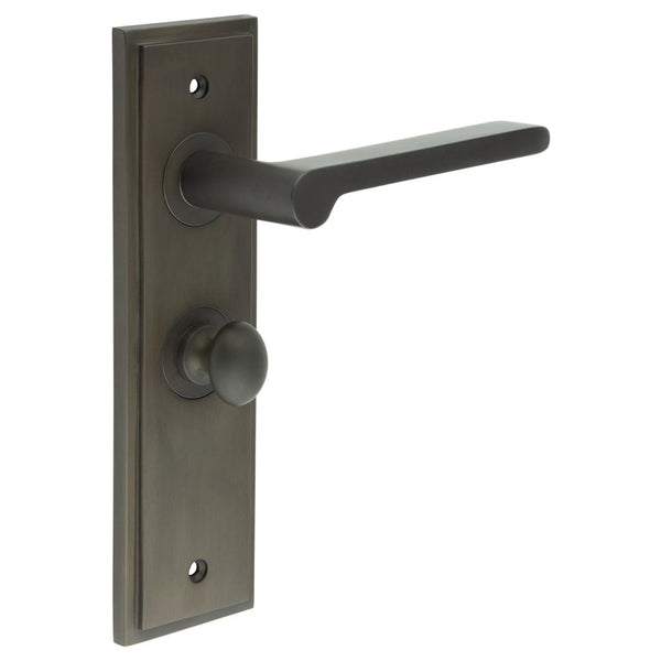 Burlington - Fitzrovia Door Handle Bathroom Backplate Dark Bronze & Turn & Release - BUR-15DB-453DB-80DB