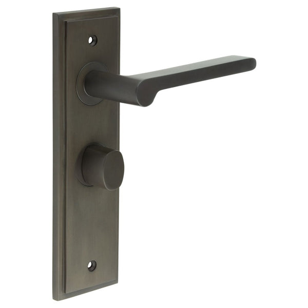 Burlington - Fitzrovia Door Handle Bathroom Backplate Dark Bronze & Turn & Release - BUR-15DB-453DB-81DB