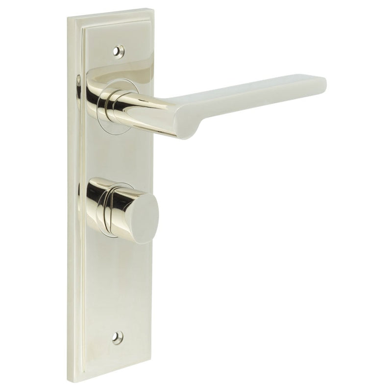 Burlington - Fitzrovia Door Handle Bathroom Backplate Polished Nickel & Turn & Release - BUR-15PN-453PN-81PN