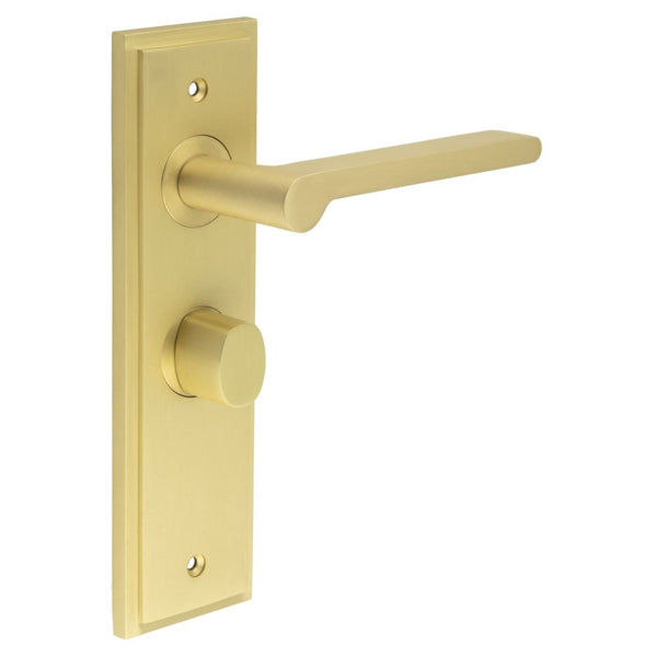 Burlington - Fitzrovia Door Handle Bathroom Backplate Satin Brass & Turn & Release - BUR-15SB-453SB-81SB