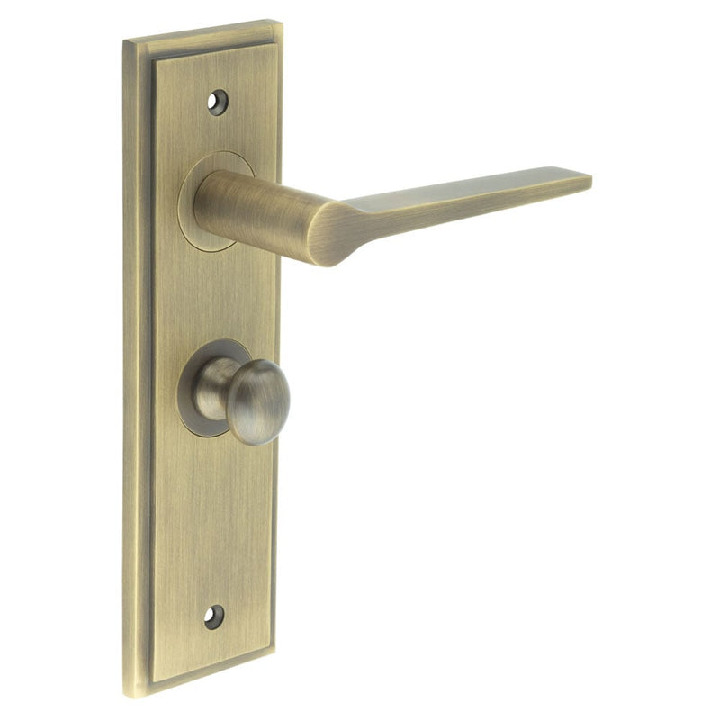 Burlington - Knightsbridge Door Handle Bathroom Backplate Antique Brass & Turn & Release - BUR-20AB-453AB-80AB