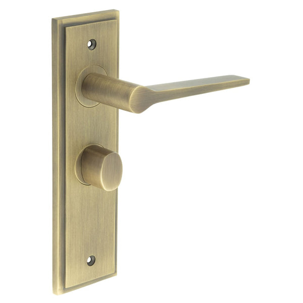 Burlington - Knightsbridge Door Handle Bathroom Backplate Antique Brass & Turn & Release - BUR-20AB-453AB-81AB