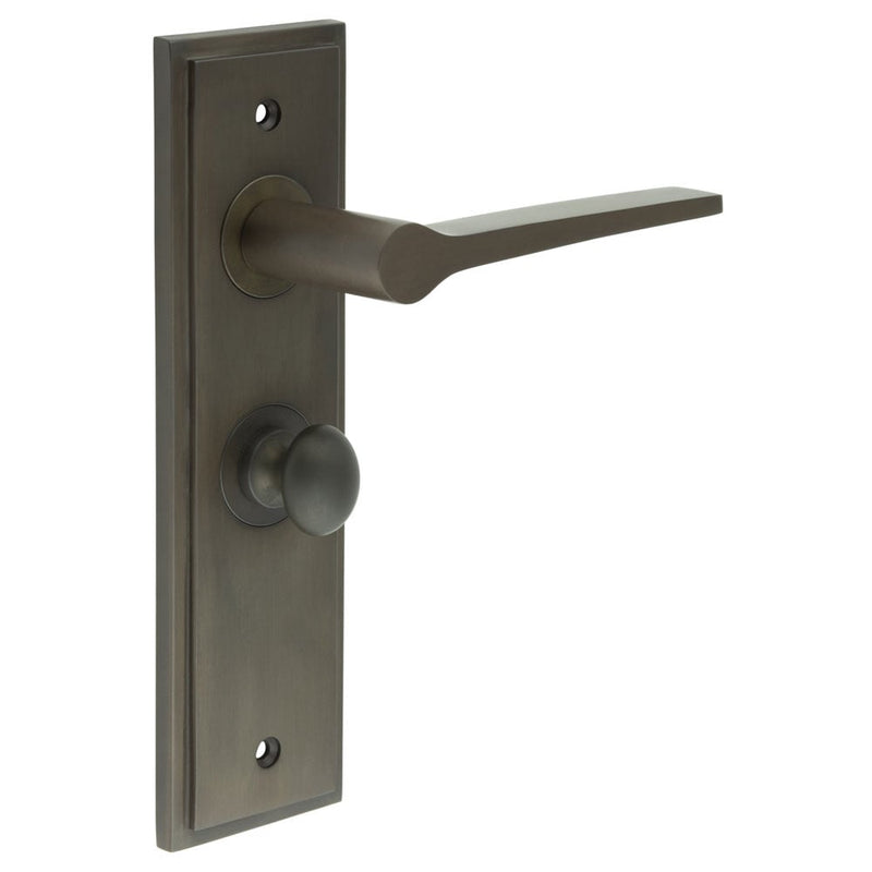 Burlington - Knightsbridge Door Handle Bathroom Backplate Dark Bronze & Turn & Release - BUR-20DB-453DB-80DB