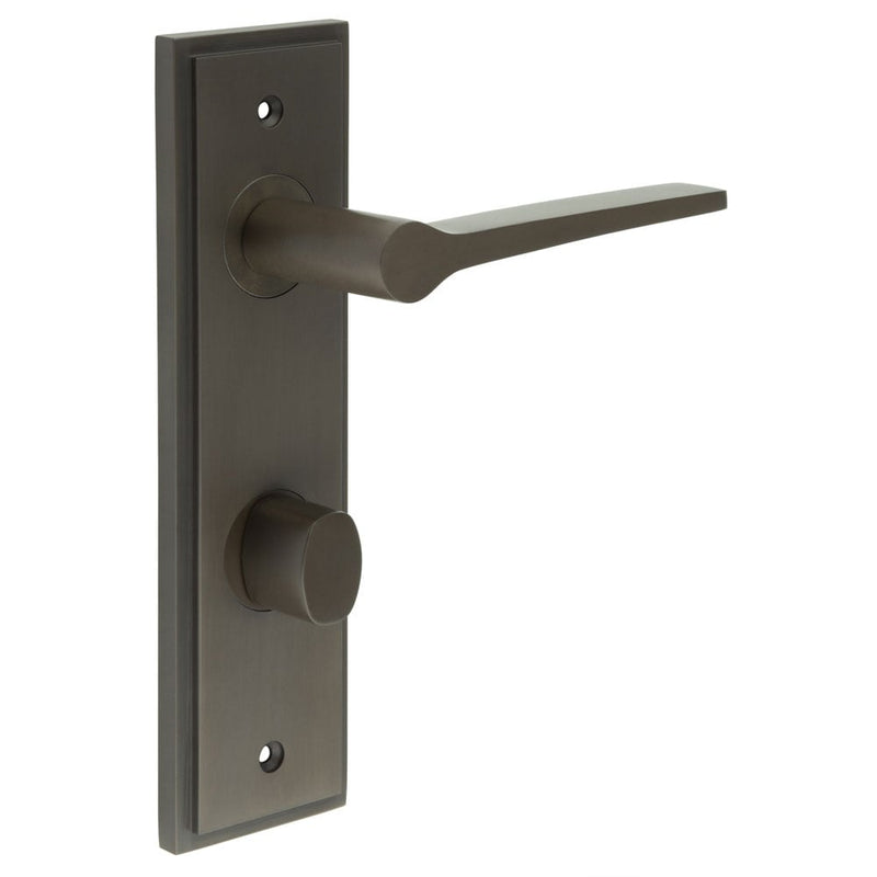 Burlington - Knightsbridge Door Handle Din Bathroom Backplate Dark Bronze & Turn & Release - BUR-20DB-456DB-81DB