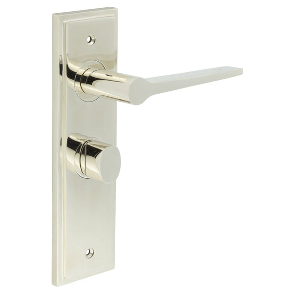 Burlington - Knightsbridge Door Handle Bathroom Backplate Polished Nickel & Turn & Release - BUR-20PN-453PN-81PN