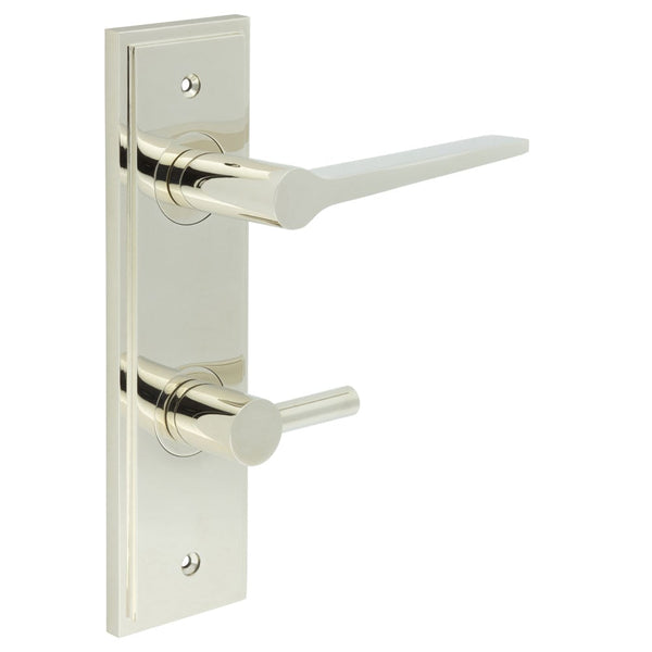 Burlington - Knightsbridge Door Handle Din Bathroom Backplate Polished Nickel & Turn & Release - BUR-20PN-456PN-82PN