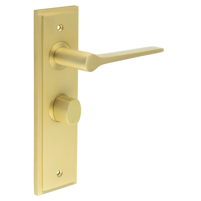 Burlington - Knightsbridge Door Handle Bathroom Backplate Satin Brass & Turn & Release - BUR-20SB-453SB-81SB