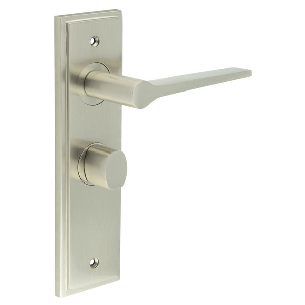 Burlington - Knightsbridge Door Handle Bathroom Backplate Satin Nickel & Turn & Release - BUR-20SN-453SN-81SN