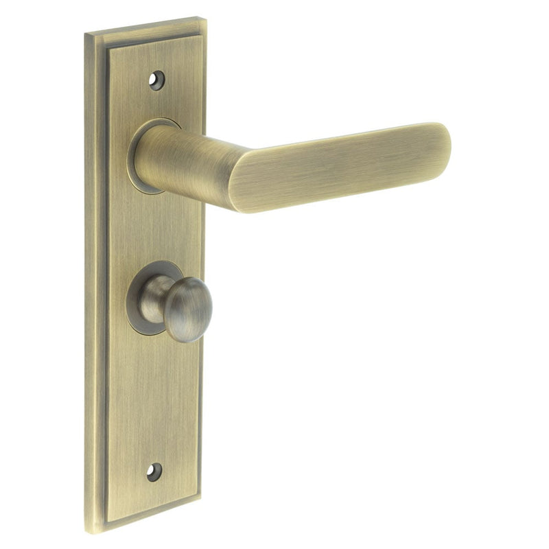 Burlington - Kensington Door Handle Bathroom Backplate Antique Brass & Turn & Release - BUR-25AB-453AB-80AB