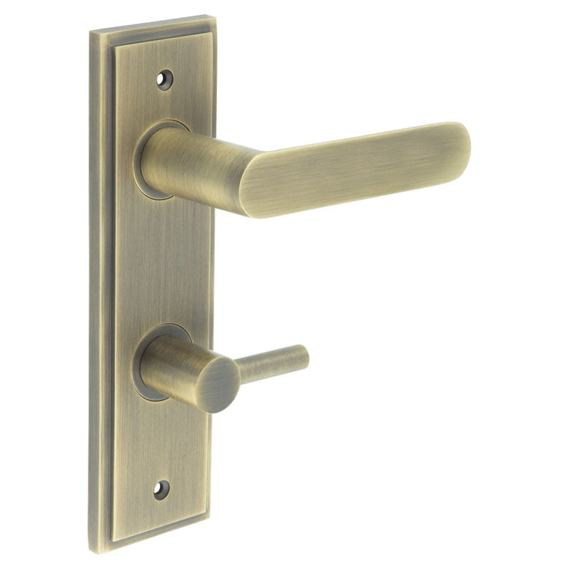 Burlington - Kensington Door Handle Din Bathroom Backplate Antique Brass & Turn & Release - BUR-25AB-456AB-82AB