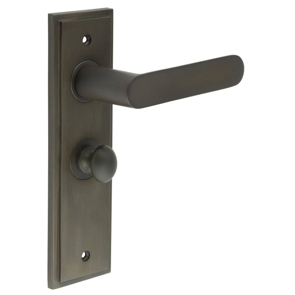 Burlington - Kensington Door Handle Bathroom Backplate Dark Bronze & Turn & Release - BUR-25DB-453DB-80DB