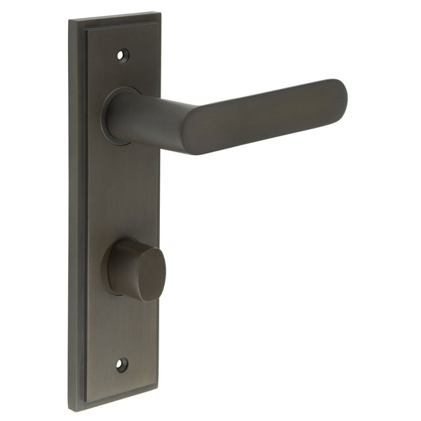 Burlington - Kensington Door Handle Din Bathroom Backplate Dark Bronze & Turn & Release - BUR-25DB-456DB-81DB