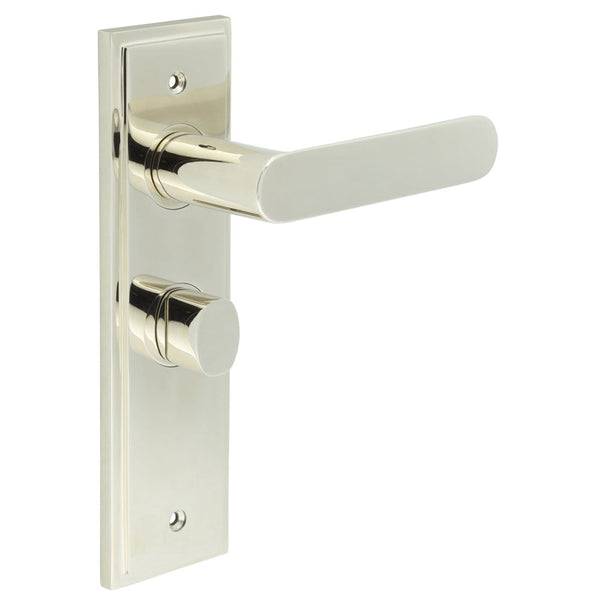 Burlington - Kensington Door Handle Bathroom Backplate Polished Nickel & Turn & Release - BUR-25PN-453PN-81PN