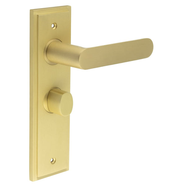 Burlington - Kensington Door Handle Bathroom Backplate Satin Brass & Turn & Release - BUR-25SB-453SB-81SB