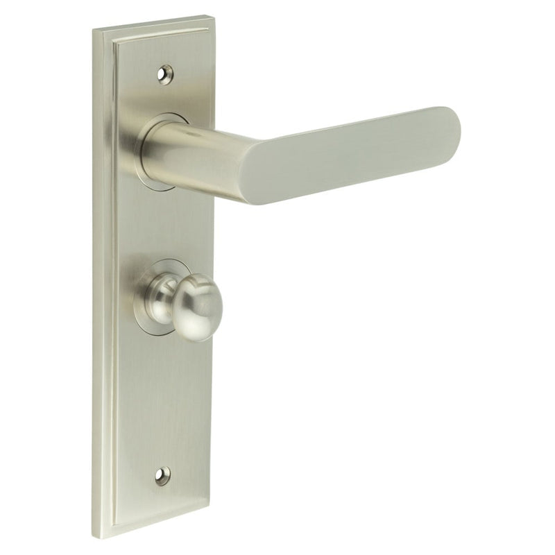 Burlington - Kensington Door Handle Bathroom Backplate Satin Nickel & Turn & Release - BUR-25SN-453SN-80SN