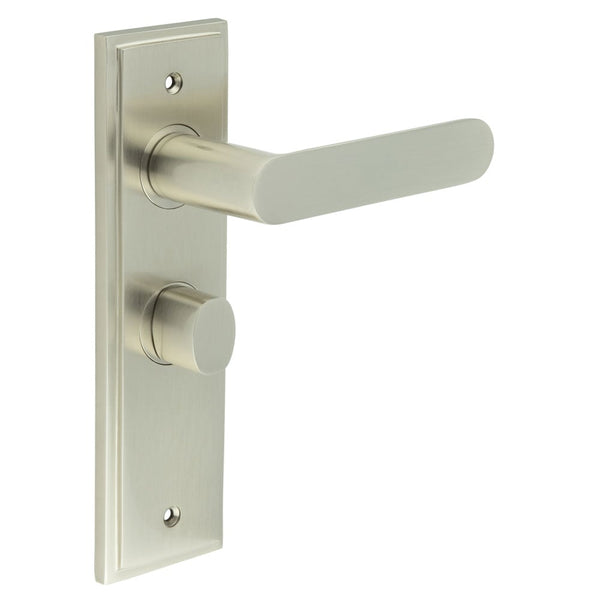 Burlington - Kensington Door Handle Bathroom Backplate Satin Nickel & Turn & Release - BUR-25SN-453SN-81SN