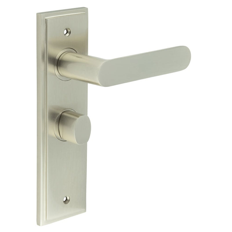 Burlington - Kensington Door Handle Bathroom Backplate Satin Nickel & Turn & Release - BUR-25SN-453SN-81SN