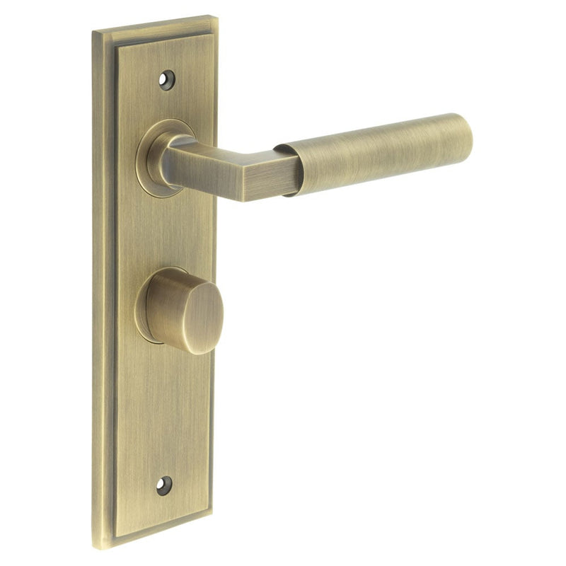 Burlington - Westminster Door Handle Bathroom Backplate Antique Brass & Turn & Release - BUR-30AB-453AB-81AB