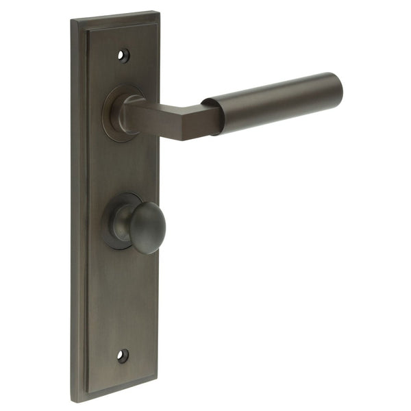 Burlington - Westminster Door Handle Bathroom Backplate Dark Bronze & Turn & Release - BUR-30DB-453DB-80DB