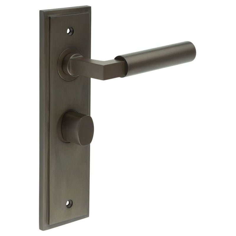 Burlington - Westminster Door Handle Bathroom Backplate Dark Bronze & Turn & Release - BUR-30DB-453DB-81DB