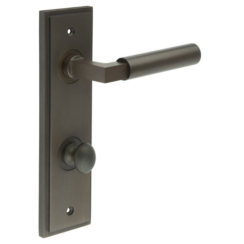 Burlington - Westminster Door Handle Din Bathroom Backplate Dark Bronze & Turn & Release - BUR-30DB-456DB-80DB