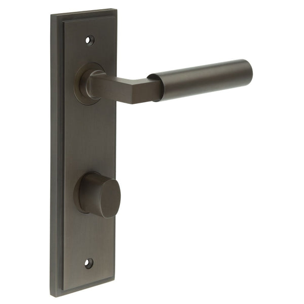 Burlington - Westminster Door Handle Din Bathroom Backplate Dark Bronze & Turn & Release - BUR-30DB-456DB-81DB