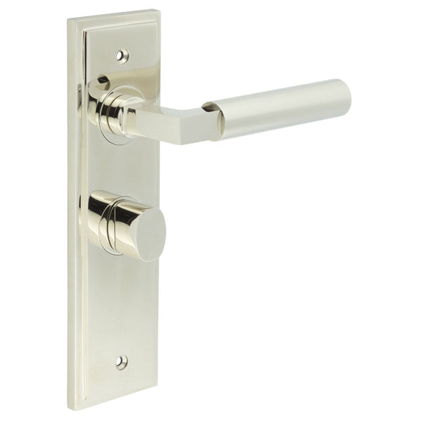 Burlington - Westminster Door Handle Bathroom Backplate Polished Nickel & Turn & Release - BUR-30PN-453PN-81PN