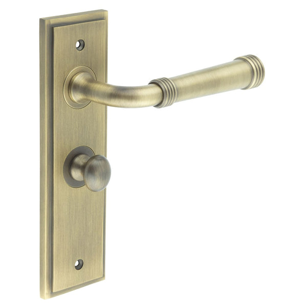 Burlington - Highgate Door Handle Bathroom Backplate Antique Brass & Turn & Release - BUR-35AB-453AB-80AB