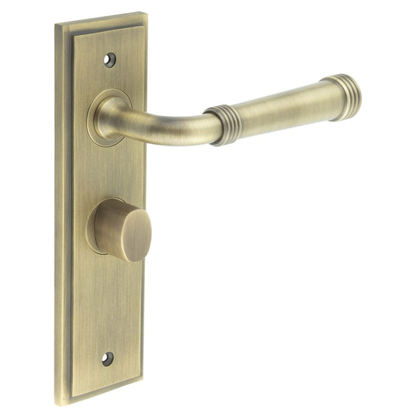 Burlington - Highgate Door Handle Bathroom Backplate Antique Brass & Turn & Release - BUR-35AB-453AB-81AB