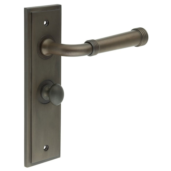 Burlington - Highgate Door Handle Bathroom Backplate Dark Bronze & Turn & Release - BUR-35DB-453DB-80DB