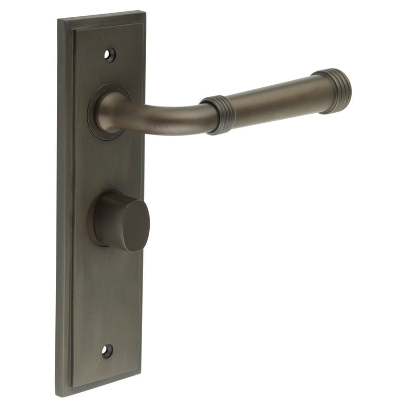 Burlington - Highgate Door Handle Bathroom Backplate Dark Bronze & Turn & Release - BUR-35DB-453DB-81DB