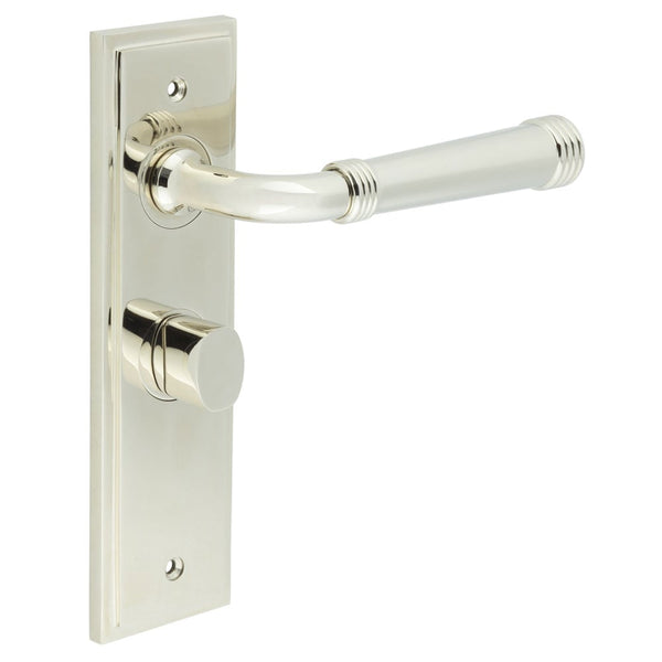 Burlington - Highgate Door Handle Bathroom Backplate Polished Nickel & Turn & Release - BUR-35PN-453PN-81PN