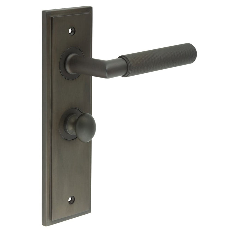 Burlington - Piccadilly Door Handle Bathroom Backplate Dark Bronze & Turn & Release - BUR-40DB-453DB-80DB