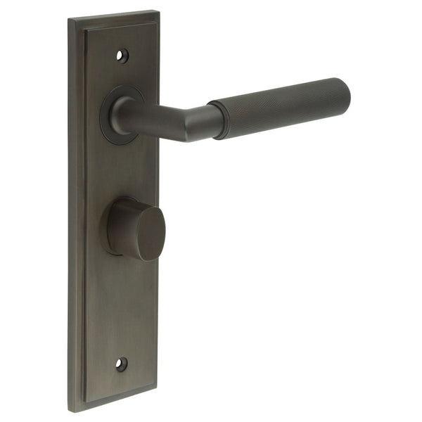 Burlington - Piccadilly Door Handle Bathroom Backplate Dark Bronze & Turn & Release - BUR-40DB-453DB-81DB