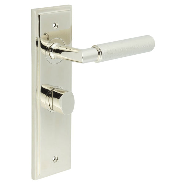 Burlington - Piccadilly Door Handle Bathroom Backplate Polished Nickel & Turn & Release - BUR-40PN-453PN-81PN