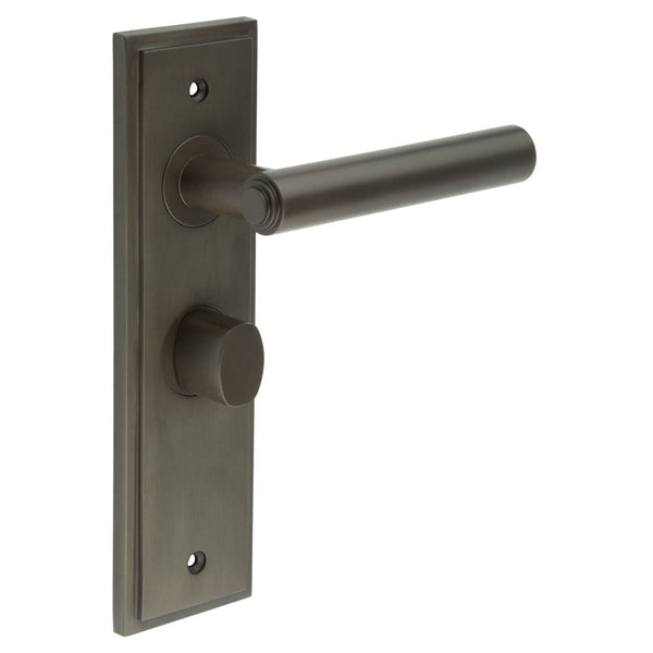 Burlington - Richmond Door Handle Bathroom Backplate Dark Bronze & Turn & Release - BUR-45DB-453DB-81DB