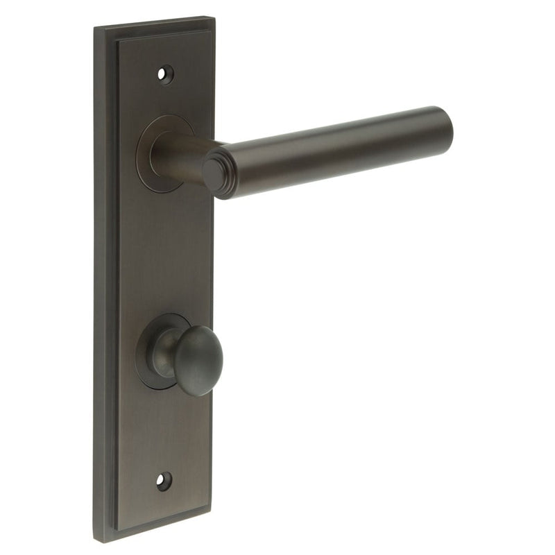 Burlington - Richmond Door Handle Din Bathroom Backplate Dark Bronze & Turn & Release - BUR-45DB-456DB-80DB