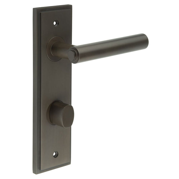 Burlington - Richmond Door Handle Din Bathroom Backplate Dark Bronze & Turn & Release - BUR-45DB-456DB-81DB