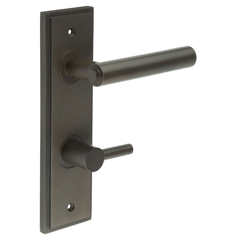 Burlington - Richmond Door Handle Din Bathroom Backplate Dark Bronze & Turn & Release - BUR-45DB-456DB-82DB