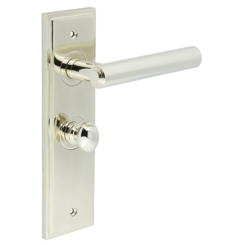 Burlington - Richmond Door Handle Bathroom Backplate Polished Nickel & Turn & Release - BUR-45PN-453PN-80PN