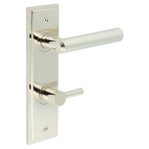 Burlington - Richmond Door Handle Din Bathroom Backplate Polished Nickel & Turn & Release - BUR-45PN-456PN-82PN