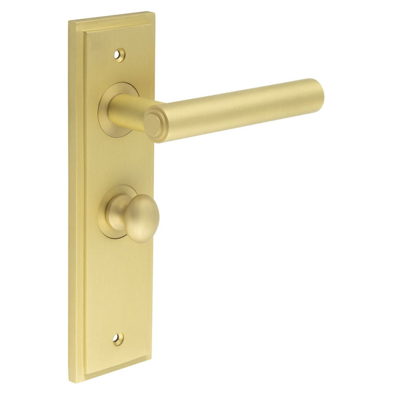 Burlington - Richmond Door Handle Bathroom Backplate Satin Brass & Turn & Release - BUR-45SB-453SB-80SB