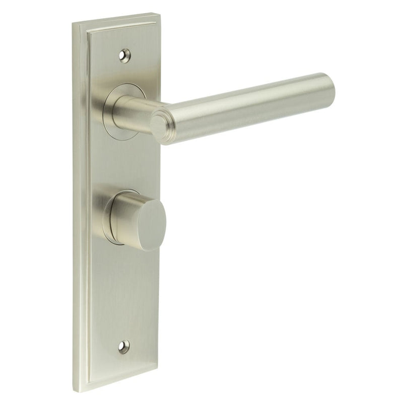 Burlington - Richmond Door Handle Bathroom Backplate Satin Nickel & Turn & Release - BUR-45SN-453SN-81SN