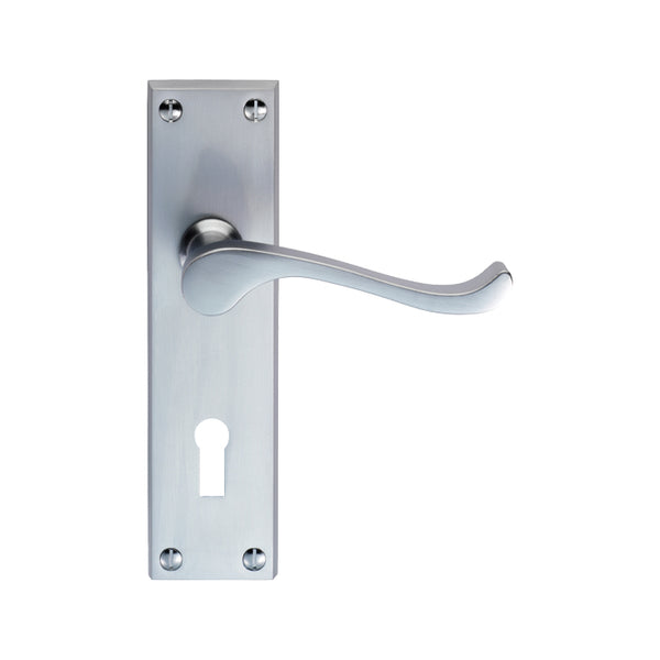 Carlisle Brass - Contract Victorian Scroll Lever on Lock Backplate - Satin Chrome - CBS54SC - Choice Handles