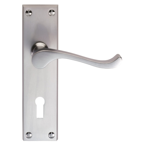 Carlisle Brass - Victorian Scroll Lever on Lock Backplate - Satin Chrome - DL54SC - Choice Handles