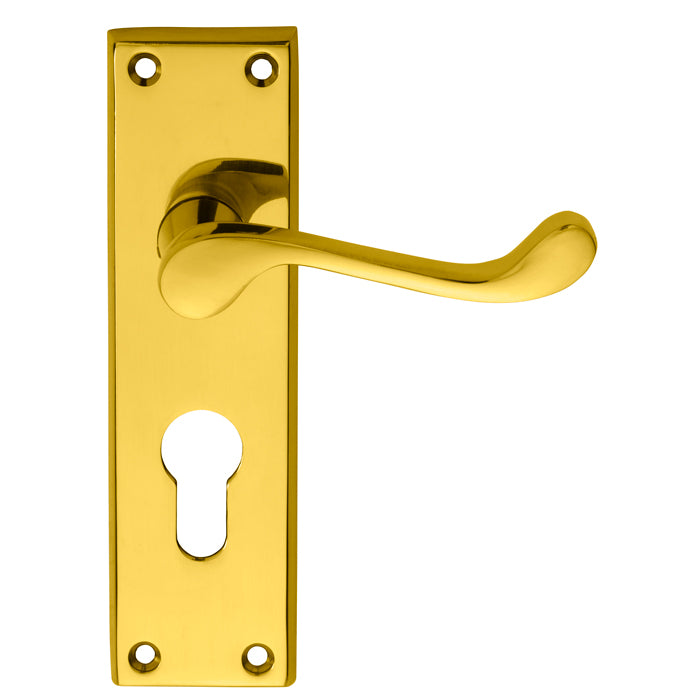 Carlisle Brass - Contract Victorian Scroll Lever on Euro Lock Backplate - Polished Brass - CBS54Y - Choice Handles