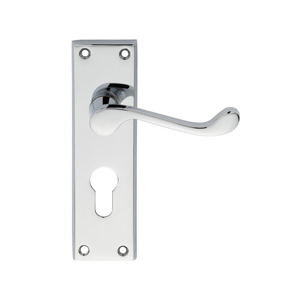 Carlisle Brass - Contract Victorian Scroll Lever on Euro Lock Backplate - Polished Chrome - CBS54YCP - Choice Handles